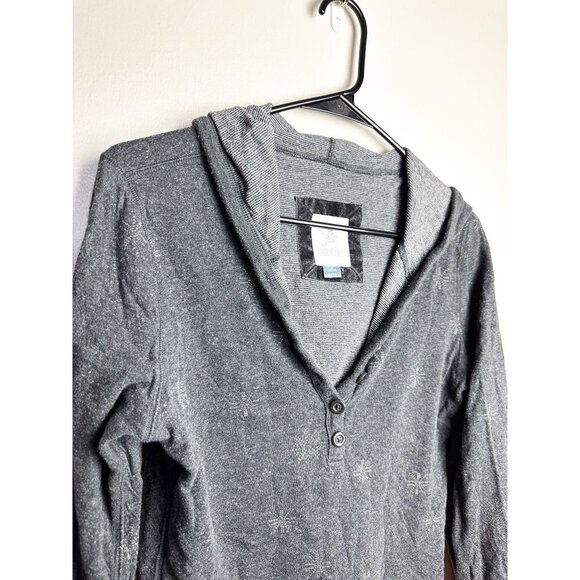 Aerie Pullover Hooded Snowflake Printed Sweatshirt Gray Womens Medium Cotton - Picture 2 of 6